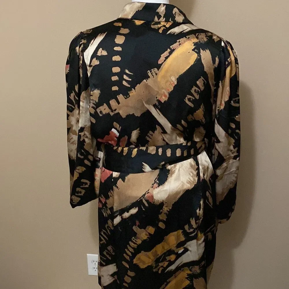NWT Fashion Nova Avita Satin Shirt Dress - Black/combo - Size 3X